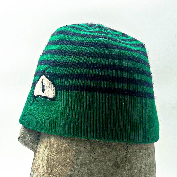 Y2K Embroidered Striped Crazy Eyes JNCO Style Beanie - Picture 4 of 4
